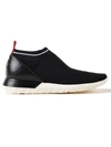 Moncler Giroflee Leather-paneled Stretch-knit Slip-on Sneakers In Black