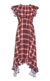MSGM Plaid Ruffle Dress,2541MDA51A