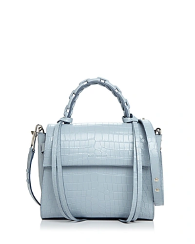 Elena Ghisellini Small Top Handle Leather Handbag In Sky Blue/silver