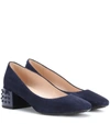 Tod's Suede Gommino Pumps In Navy