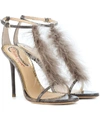 CHARLOTTE OLYMPIA PROVOCATEUR FEATHER-TRIMMED SANDALS,P00287422-12