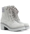 Moncler Viviane Suede Ankle Boots In Grey