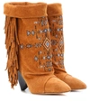 ISABEL MARANT LESTEN EMBROIDERED SUEDE BOOTS,P00283272-3