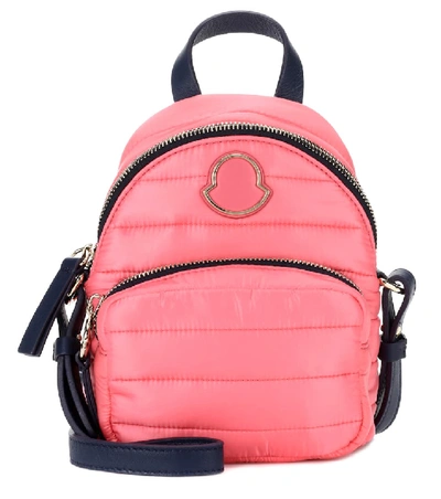 Moncler Leather-trimmed Shoulder Bag In Pink