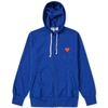 Comme Des Garçons Play Zip-front Heart Logo Hoodie Sweatshirt In Blue