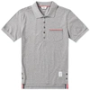 Thom Browne Short Sleeve Polo Shirt In Light Grey Pique In Grey