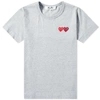 Comme Des Garçons Play Comme Des Garcons Play Grey And Red Double Hearts T-shirt In Grey