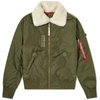 Alpha Industries Injector Iii Shearling-collar Jacket In Green