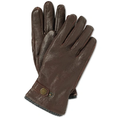 Hestra Utsjö Fleece-lined Full-grain Leather And Wool-blend Gloves In Brown