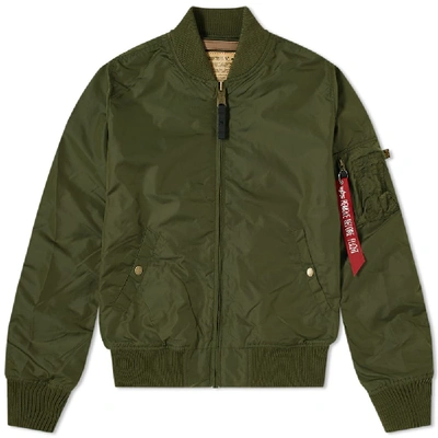 Alpha Industries Ma-1 Flc Padded Bomber Jacket In Green
