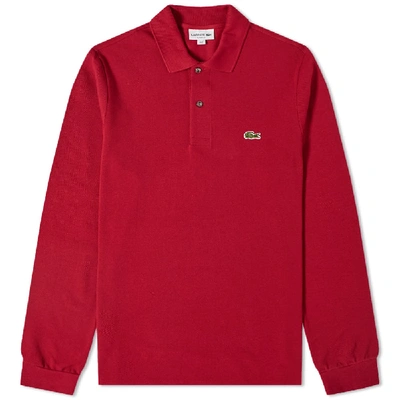 Lacoste Classic Fit Long-sleeve Pique Polo Shirt In Red