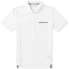 Thom Browne Cotton Piqué Polo W/ Striped Details In White