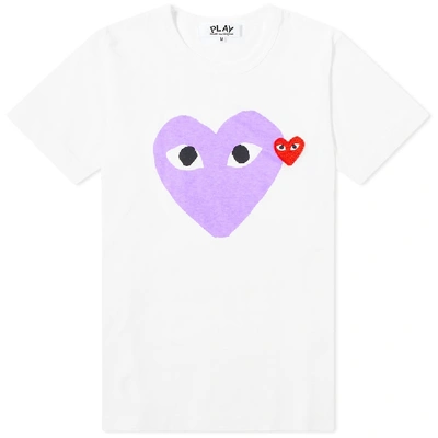 Comme Des Garçons Play Comme Des Garcons Play Women's Double Heart Logo Tee In White
