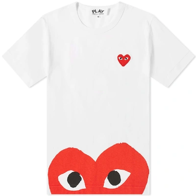 Comme Des Garçons Play Comme Des Garcons Play Women's Double Red Heart Tee In White