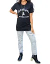 123 Amore Fall Nights Graphic T-shirt In Black In Blue