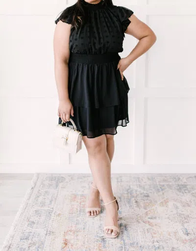123 Amore Proper Polka Dot Dress In Black