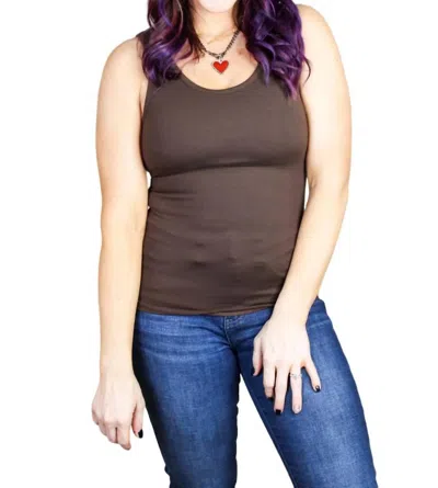 123 Amore Smoothing Back Tank In Black In Brown
