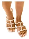 123 Amore Walk The Talk Studded Sandals In Cream In Beige