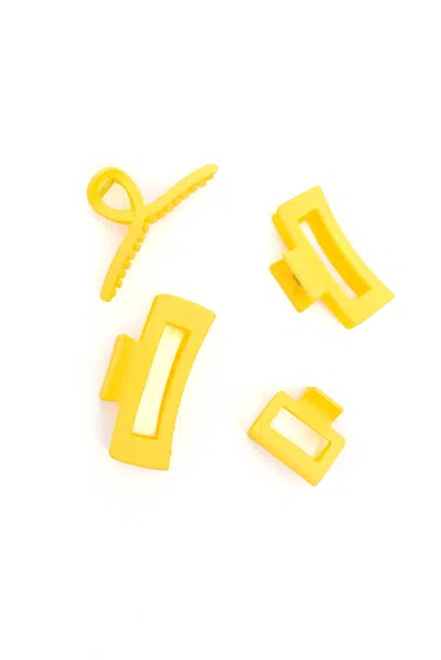 123 Amore Women's Claw Clip Set In Lemon In Multi