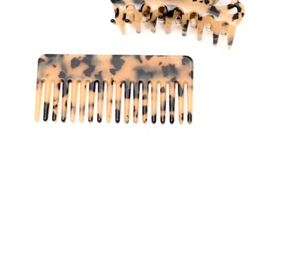 123 Amore Women's Comb & Claw Clip Set In Brown In Gold