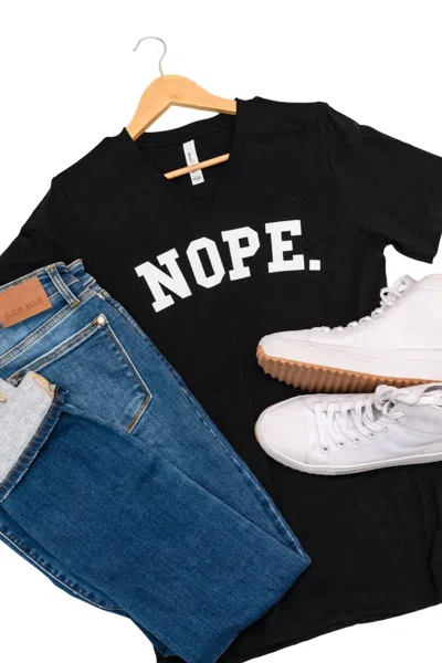 123 Amore Women's Nope V-neck Graphic Tee In Black