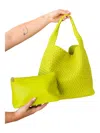 123 Amore Women's Woven And Worn Tote Bag In Citron In Orange