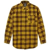 MASTERMIND JAPAN MASTERMIND WORLD DAMAGED SKULL CHECK FLANNEL SHIRT,MW17P01-SH001-YE4