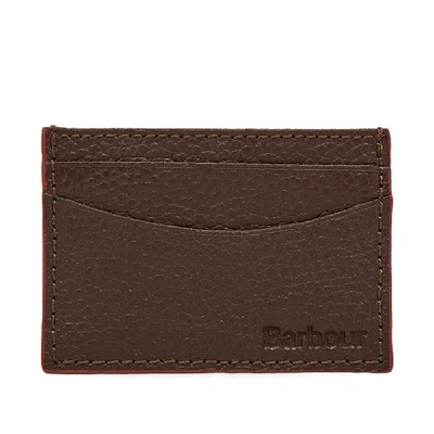 Barbour Grain Leather Card Holder In Brown