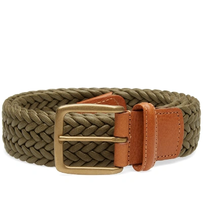 Anderson's Waxed Canvas Woven Belt In Green