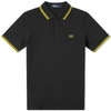 Fred Perry Twin-tipped Slim Fit Polo Shirt In Black