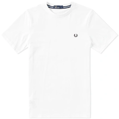 Fred Perry Pique Logo Crew Neck T-shirt In White Exclusive At Asos - White