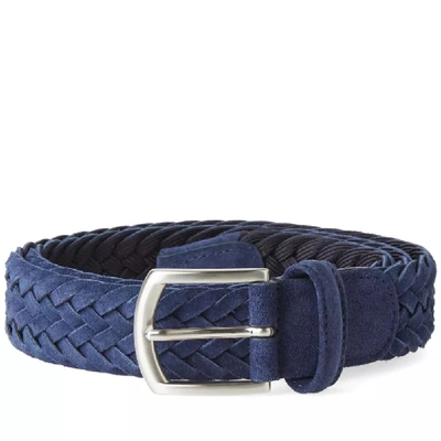 Anderson's Woven Suede Belt In Blue
