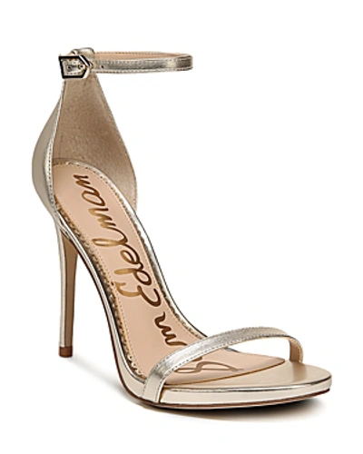 Sam Edelman Women's Ariella Leather High-heel Ankle Strap Sandals In Light Gold