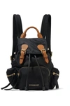 BURBERRY SMALL LEATHER-TRIMMED GABARDINE BACKPACK