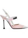 Prada Logo-print Glossed-leather Slingback Pumps In Baby Pink