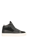 GIUSEPPE ZANOTTI KRISS BLACK LEATHER AND SUEDE MID SNEAKERS,10493875