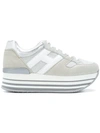 HOGAN HOGAN STRIPED PLATFORM LOGO SNEAKERS - METALLIC,HXW2830U352IJI090612650829