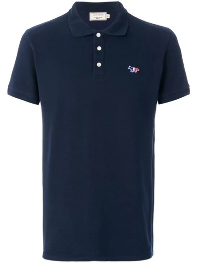 Maison Kitsuné Fox Logo Short-sleeve Polo Shirt In Blue