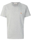 Maison Kitsuné Fox Logo Embroidered T-shirt In Grey