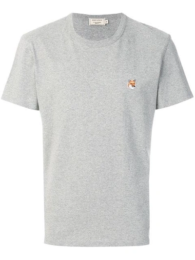 Maison Kitsuné Fox Logo Embroidered T-shirt In Grey