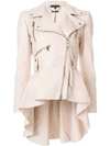 Alexander Mcqueen Peplum Lambskin Leather Biker Jacket In Baby Pink