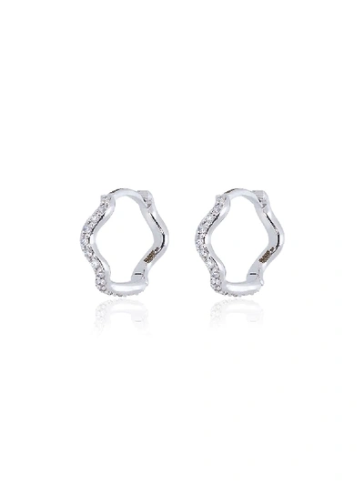 Sabine Getty Diamond And Gold Wave Huggy Hoops In Silver