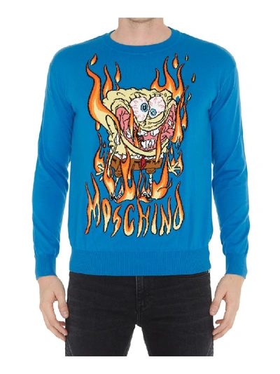 Moschino Spongebob Flame Sweater In Bright Blue
