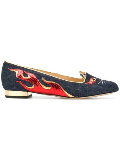 Charlotte Olympia Hot Kitty Flats In Blue