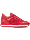 LE SILLA LE SILLA LACE-PANELLED SNEAKERS - RED,L6907020M1PPLAC11112682819