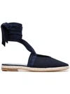 Jw Anderson Wraparound Leather Backless Espadrilles In Blue