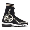 FENDI Black Pearl Sock High-Top Sneakers,8T6515 A15P