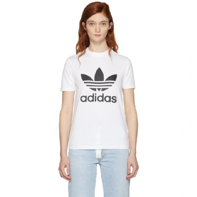 Adidas Originals 白色 Trefoil T 恤 In White