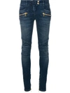 Balmain Stonewashed Denim Biker Jeans