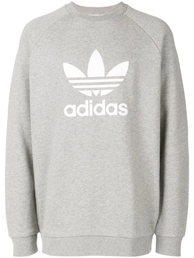 Adidas Originals Trefoil Warm-up Sweatshirt In Gray